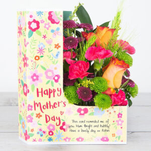 Mother's Day Flowers with Dutch Roses, Santini Chrysanthemums, Carnations, Chico leaf and Lime Wheat