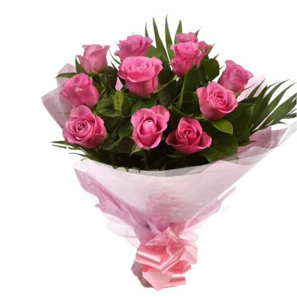 12 Luxury Pink Roses Bouquet